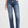 Straight Leg Jeans * | Wholesale Moussy Vintage Mv Farwell Straight Jeans Dark Blue