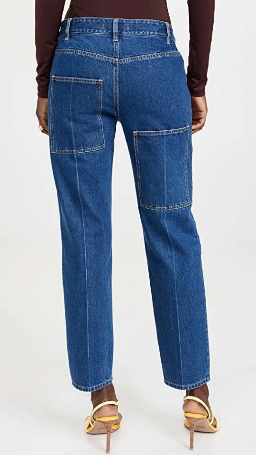 Straight Leg Jeans * | New Tibi Medium Stone Wash Denim Elfie Jeans