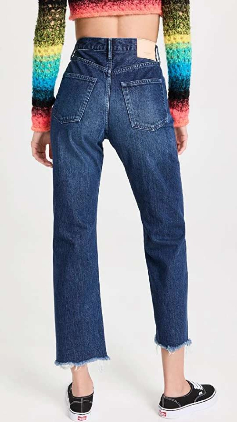 Straight Leg Jeans * | Buy Moussy Vintage Capac Wide Straight Cropped Jeans Blue